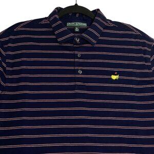 Masters Collection Mens Navy Blue Pink Striped Casual Polo Golf Shirt Size XL